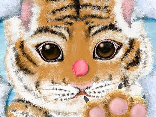 心有萌虎平面-ip形象20102170天前2020中秋图案插画-概念设定30011年