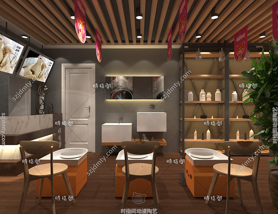 陶艺店装修案例,陶艺店装修效果图,陶艺店装修设计3D效果图