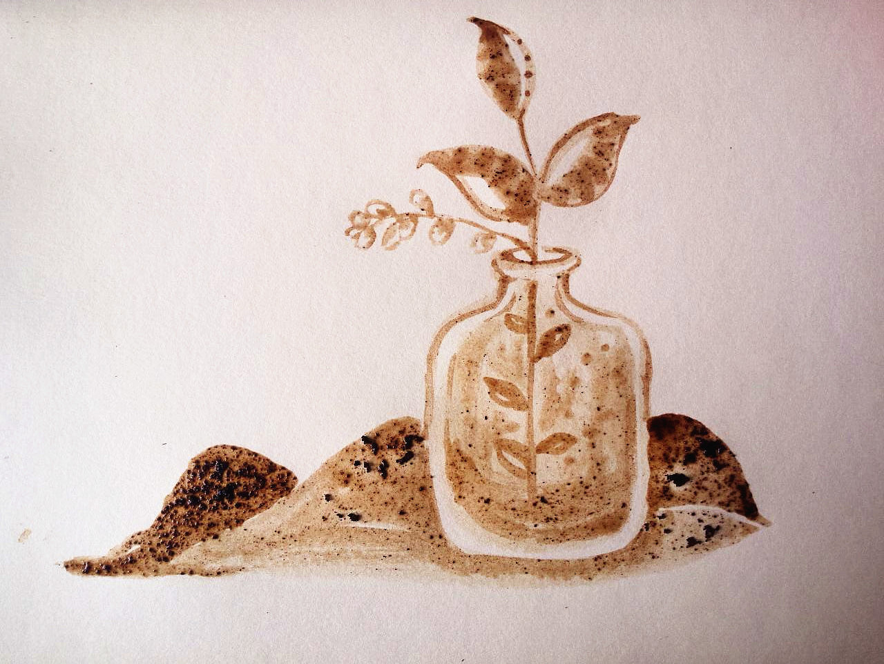 逼格可以用渣子玩起咖啡渣画