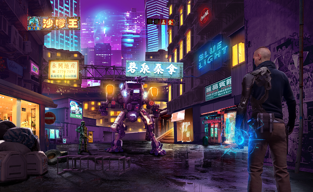 PS-赛博朋克场景合成练习（图ZMjgwNTc4NjU2） - 海报 - 站酷设计师盘盘_原创素材 - 站酷ZCOOL