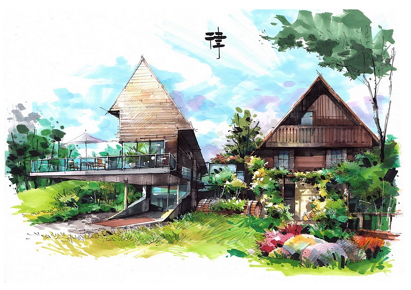 吕律谱景观手绘作品(卓越手绘)