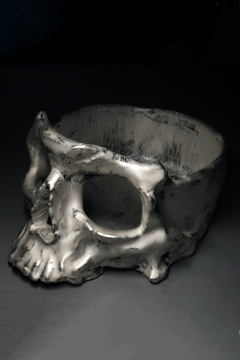 【SKULL】骷髅 暗黑系1300°电镀金属色陶瓷烟灰缸摆件