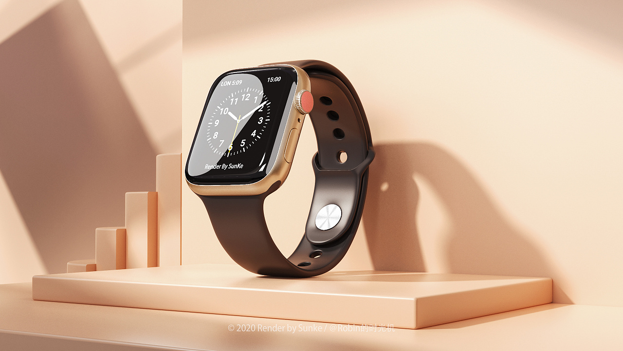产品表现applewatch苹果智能手表场三维场景渲染