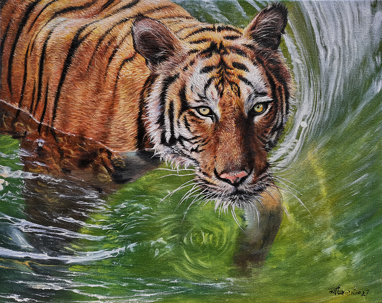 油画中的老虎（图ZMjk0NzY2MTA0） - 绘画 - 站酷设计师浩轩手绘原创素材 - 站酷ZCOOL