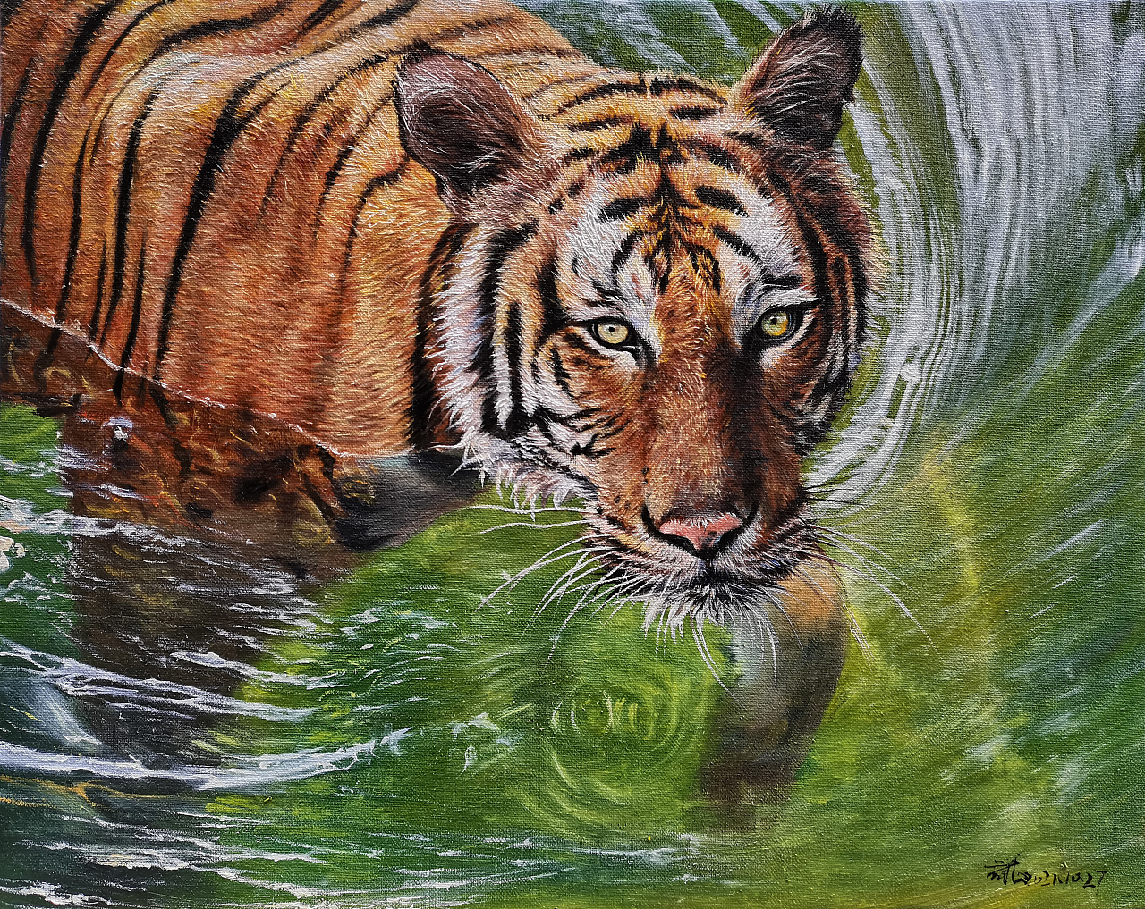 油画中的老虎|纯艺术|绘画|浩轩手绘 - 原创作品 - 站酷 (zcool)