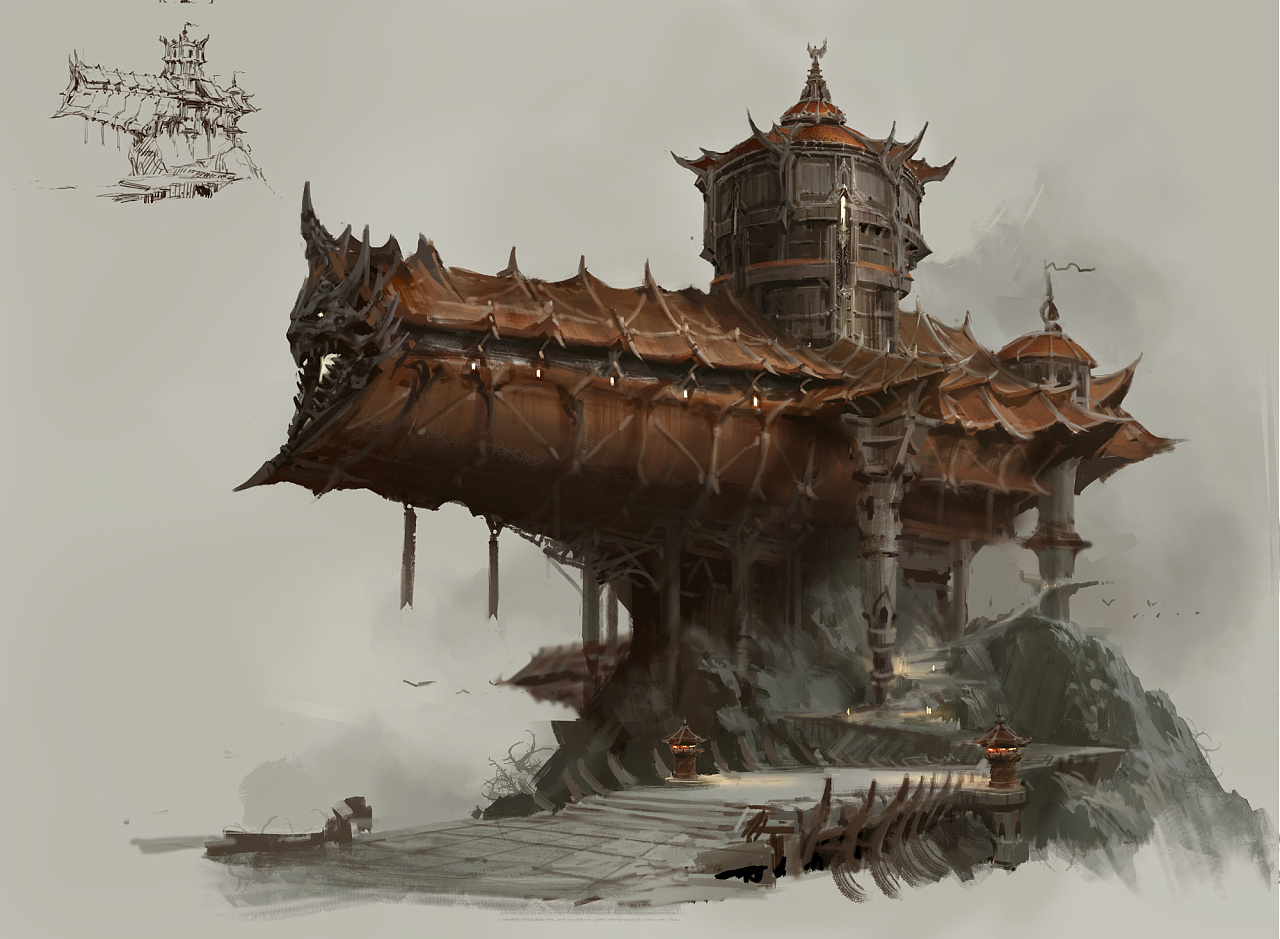 洛克猴杜震-关于游戏中场景单体建筑设计的那些事|插画|游戏原画|艺数