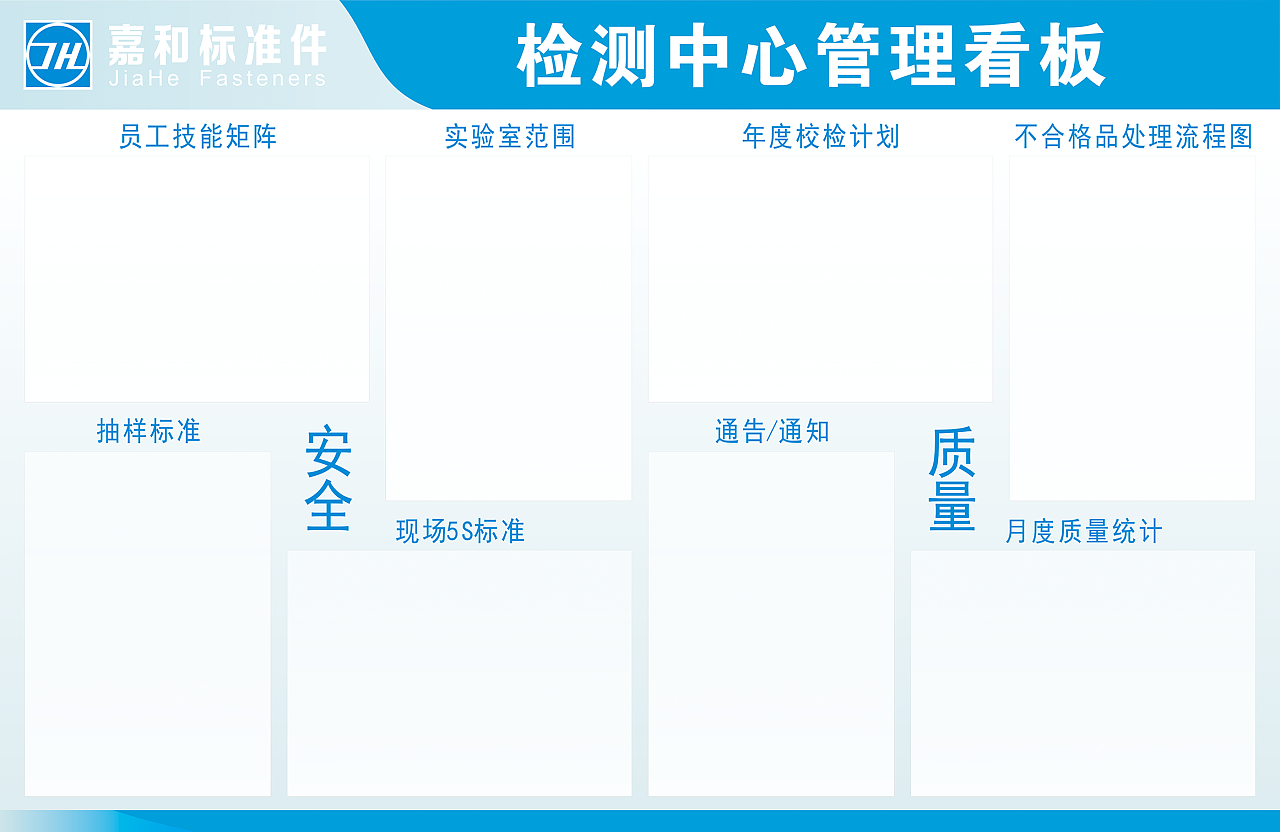 嘉和标准件检测中心管理看板原材料管理看板