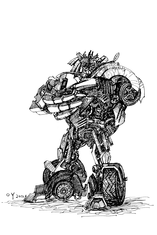 OY逆向钢笔画：变形金刚-刹车（图ZNzU5MTcxNg==） - 商业插画 - 站酷设计师欧阳鹏杰_OY原创素材 - 站酷ZCOOL