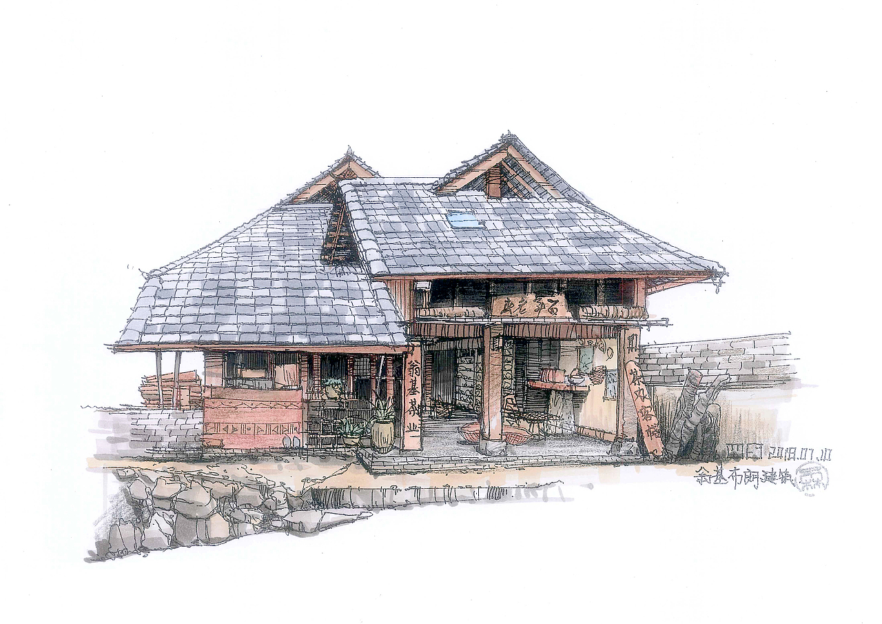边走边画——云南少数民族建筑手绘作品_二十三木-站酷zcool