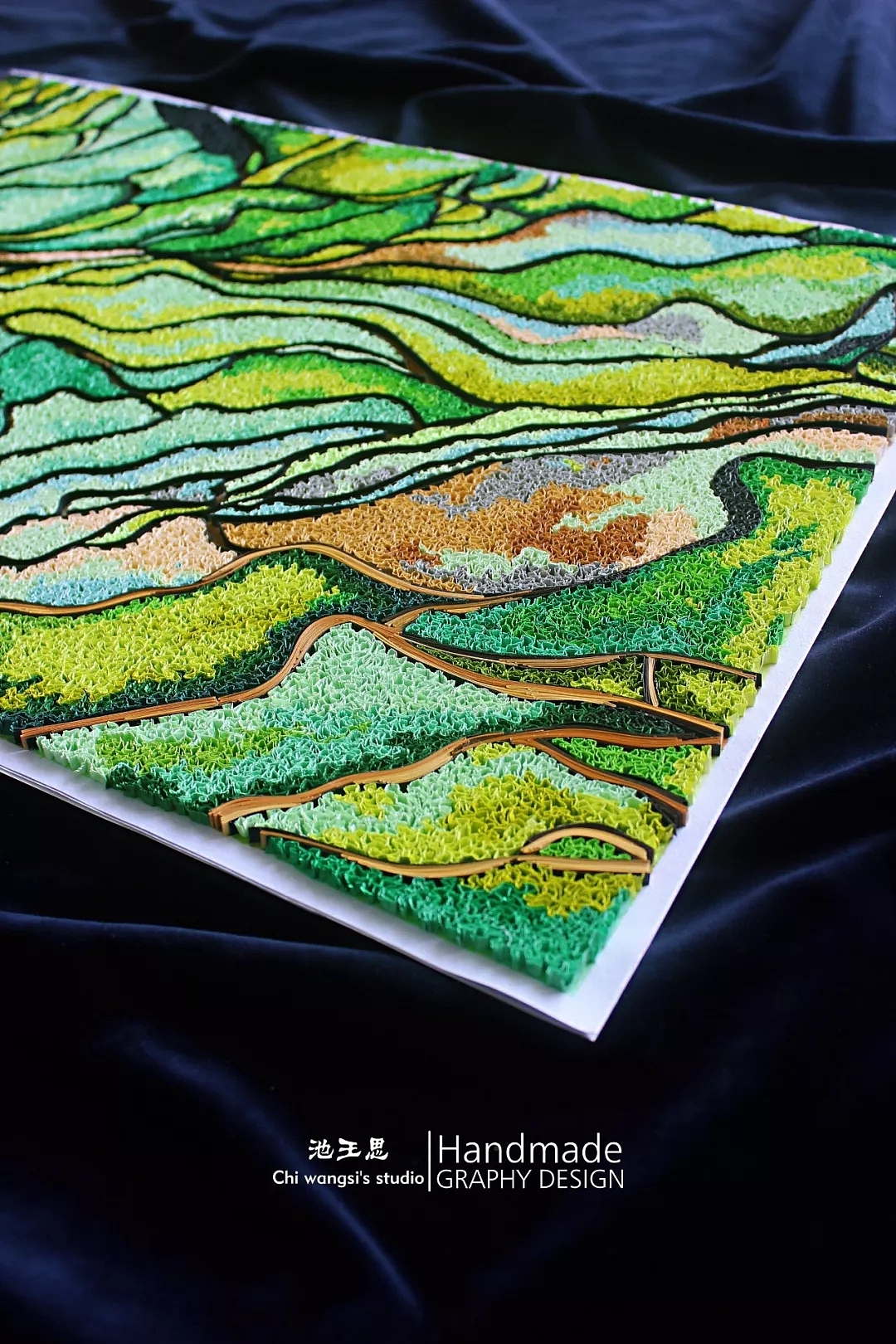衍纸原创作品：《梯田》（图ZMTYzMzA4NDcy） - 其他手工艺 - 站酷设计师池王思原创素材 - 站酷ZCOOL