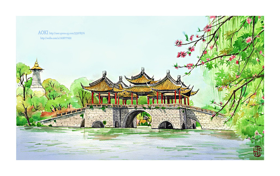 扬州简笔画彩色图片