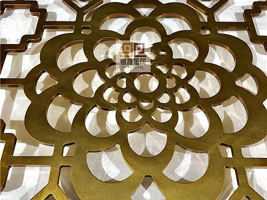 精美中式你师弟黄古铜黑钛双色铝艺纯黄铜雕刻屏风装饰