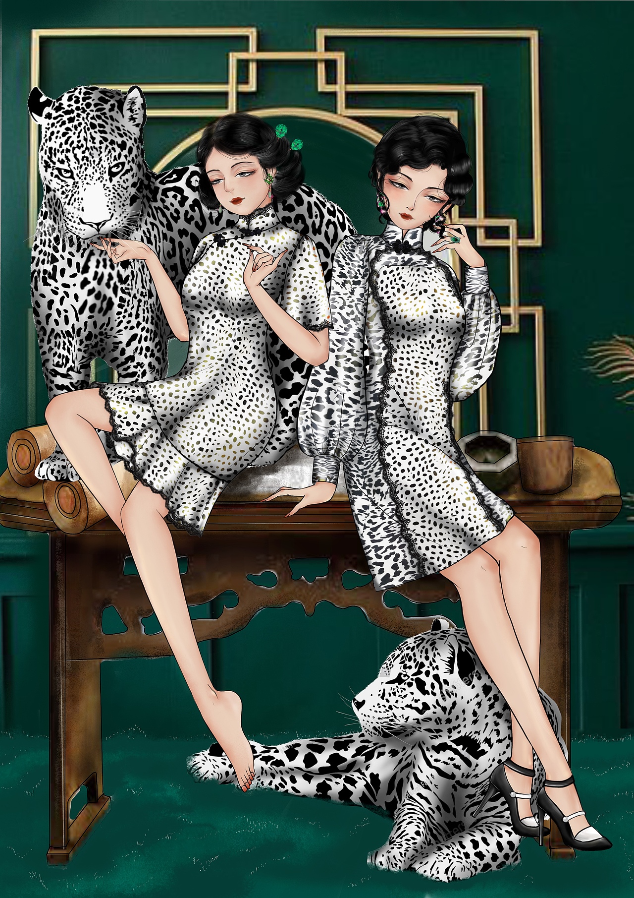 民国小姐姐，旗袍女郎（图ZMjI4MDIzNTEy） - 商业插画 - 站酷设计师女古女良女子原创素材 - 站酷ZCOOL