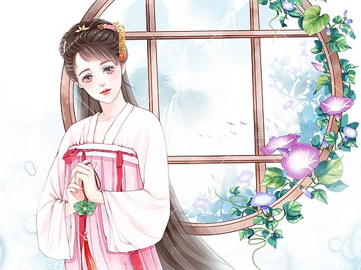 拿着玉佩的少女（个人主页-ZNTIyNjI0MDg=） - 创作习作 - 站酷设计师水水插画原创素材 - 站酷ZCOOL