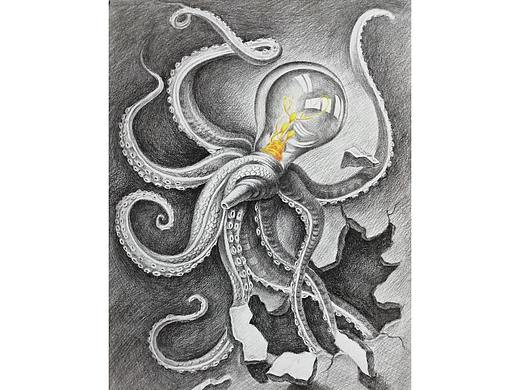 《创意素描——机械章鱼》