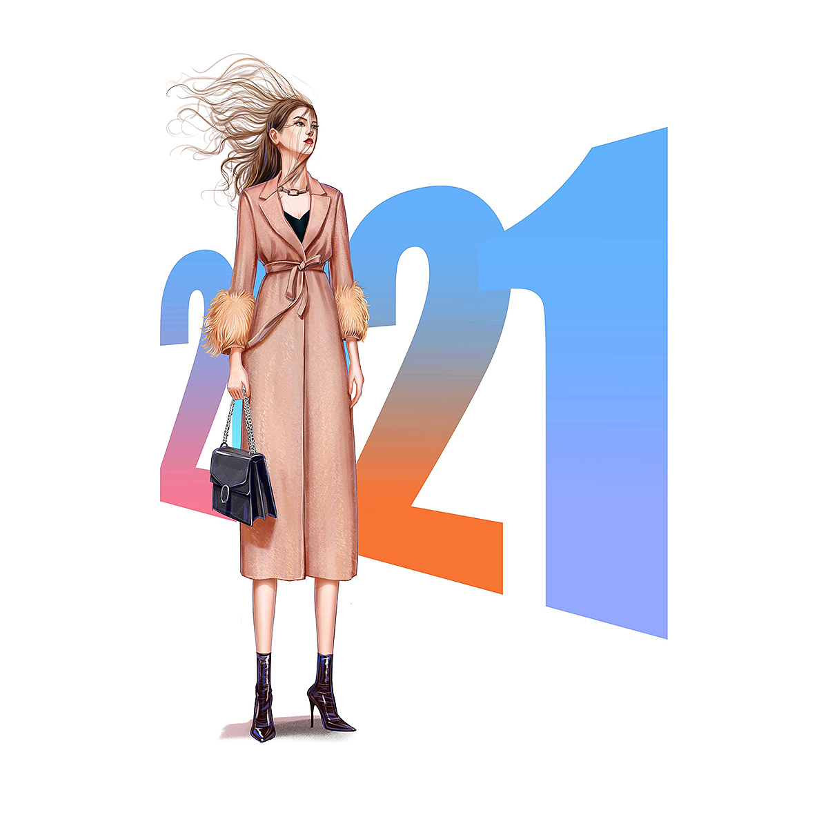 2021 而今迈步从头越 ，留住时光 打磨岁月 新年快乐！（图ZMjM4MTA4Mzg4） - 商业插画 - 站酷设计师倾轻松原创素材 - 站酷ZCOOL