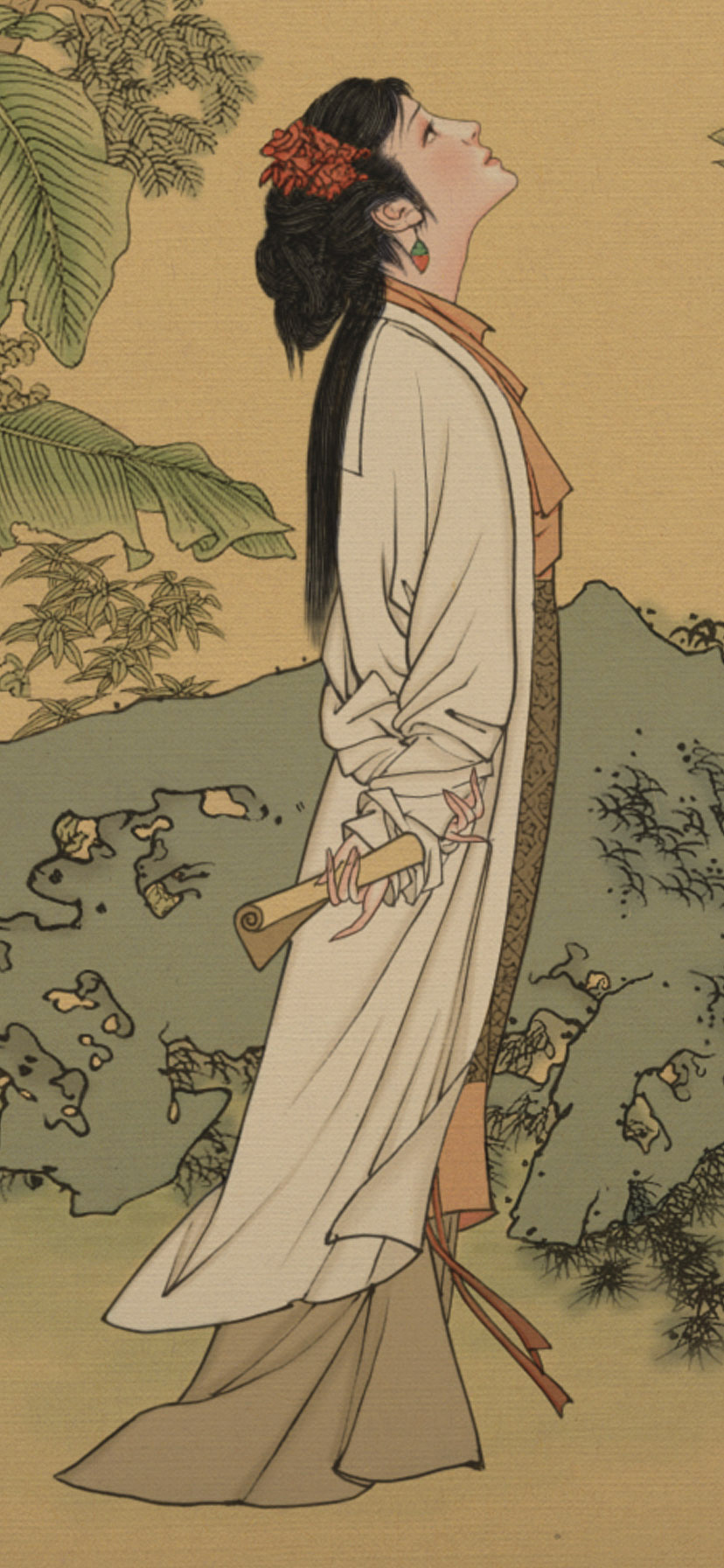 仿古工笔仕女图《长相思》