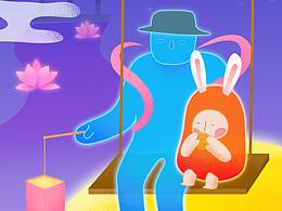 霓虹小影人IP 中秋插畫設(shè)計(jì)