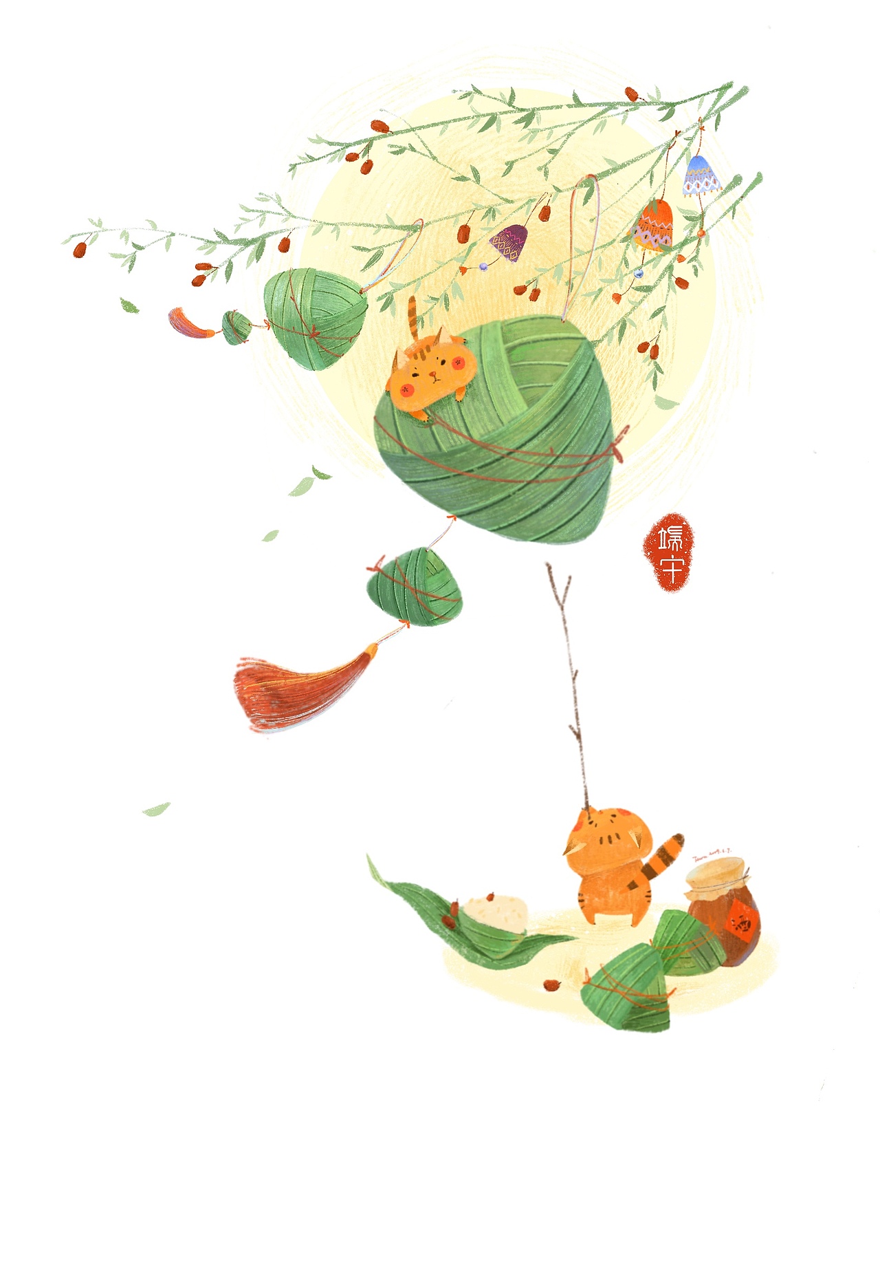 端午（图ZMTYxNjg3MTk2） - 儿童插画 - 站酷设计师Flora是胖桃儿原创素材 - 站酷ZCOOL