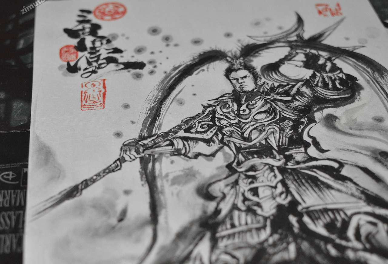 三国无双 人中吕布|纯艺术|国画|长沙子沐刺青 - 原创作品 - 站酷