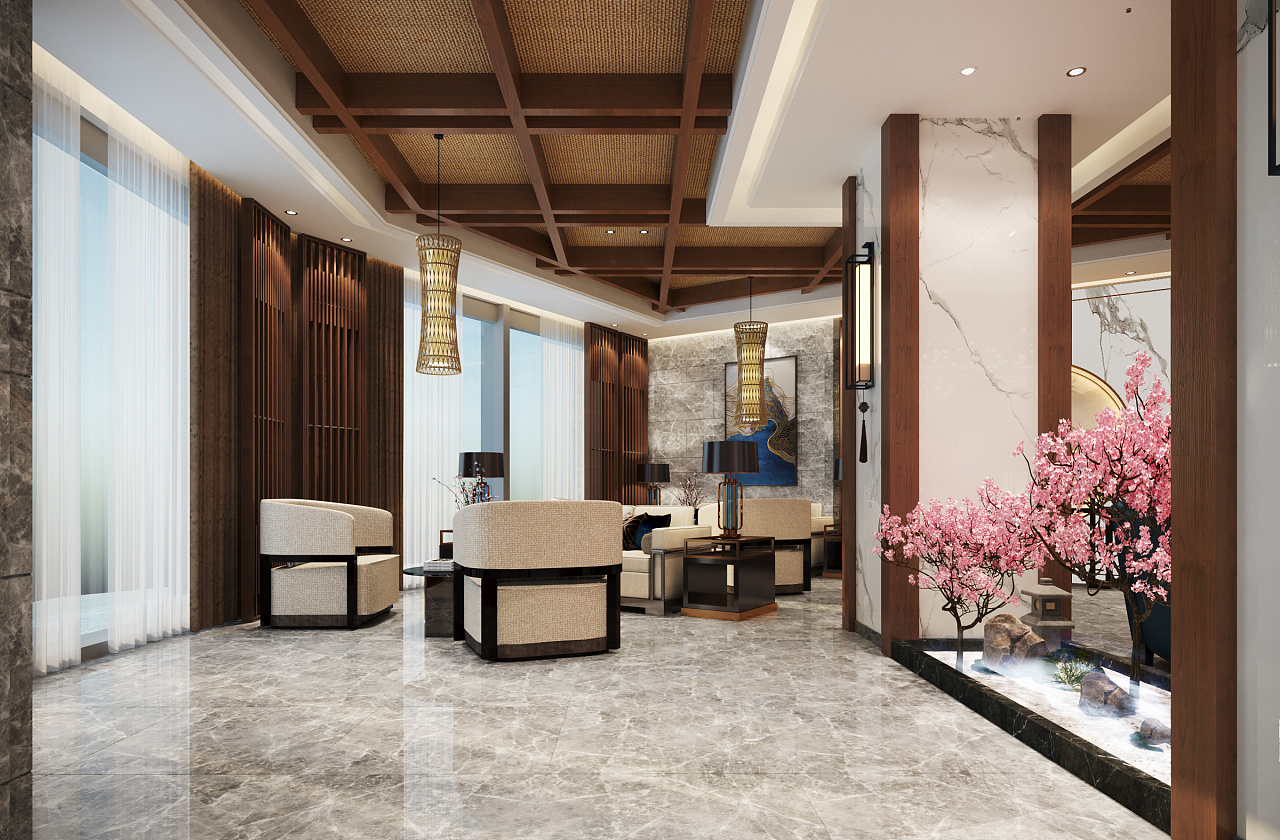 现代中式酒店的大堂|空间|家装设计|Z37715446 - 原创作品 - 站酷 (ZCOOL)