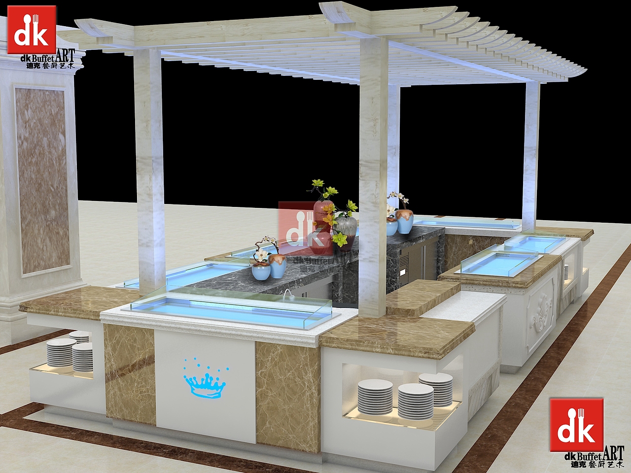 欧式自助餐厅装修自助餐台设计制作自助餐台摆放