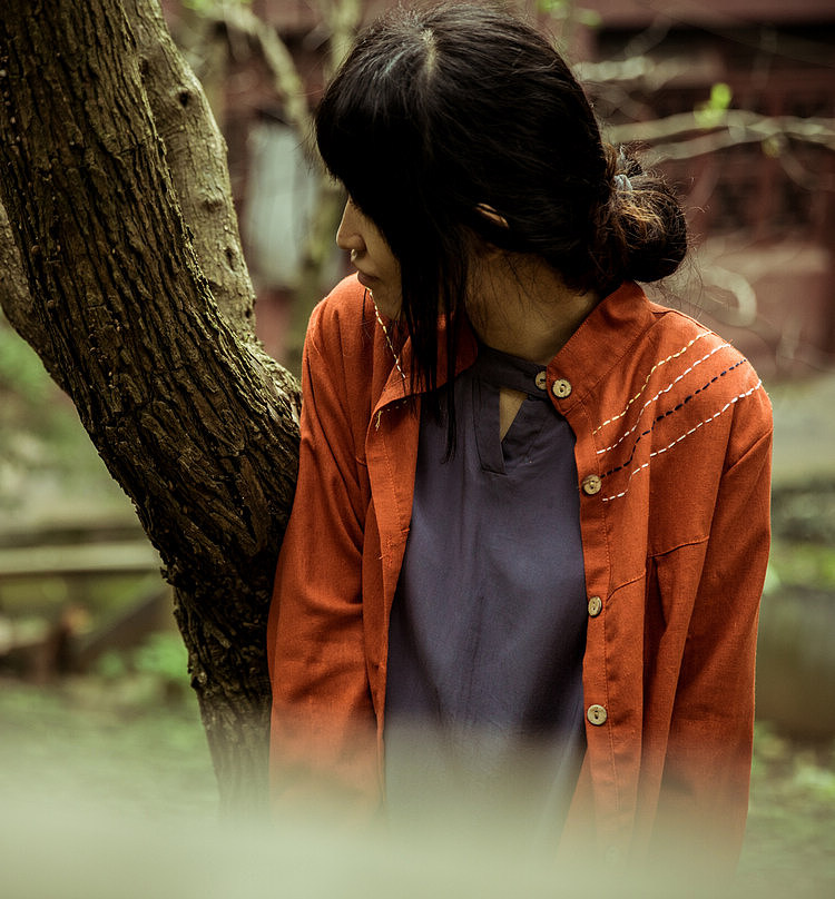 原创纯棉麻舒适宽松文艺森系长袖t恤 百搭