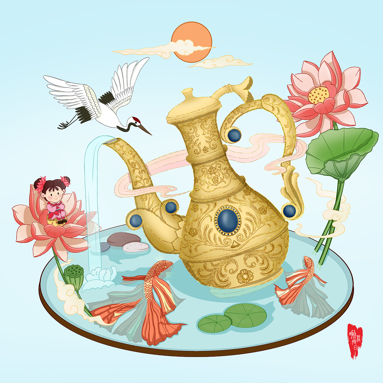 酒盘里的天地（图ZMjQyMDA0MjIw） - 商业插画 - 站酷设计师壹零零呀原创素材 - 站酷ZCOOL