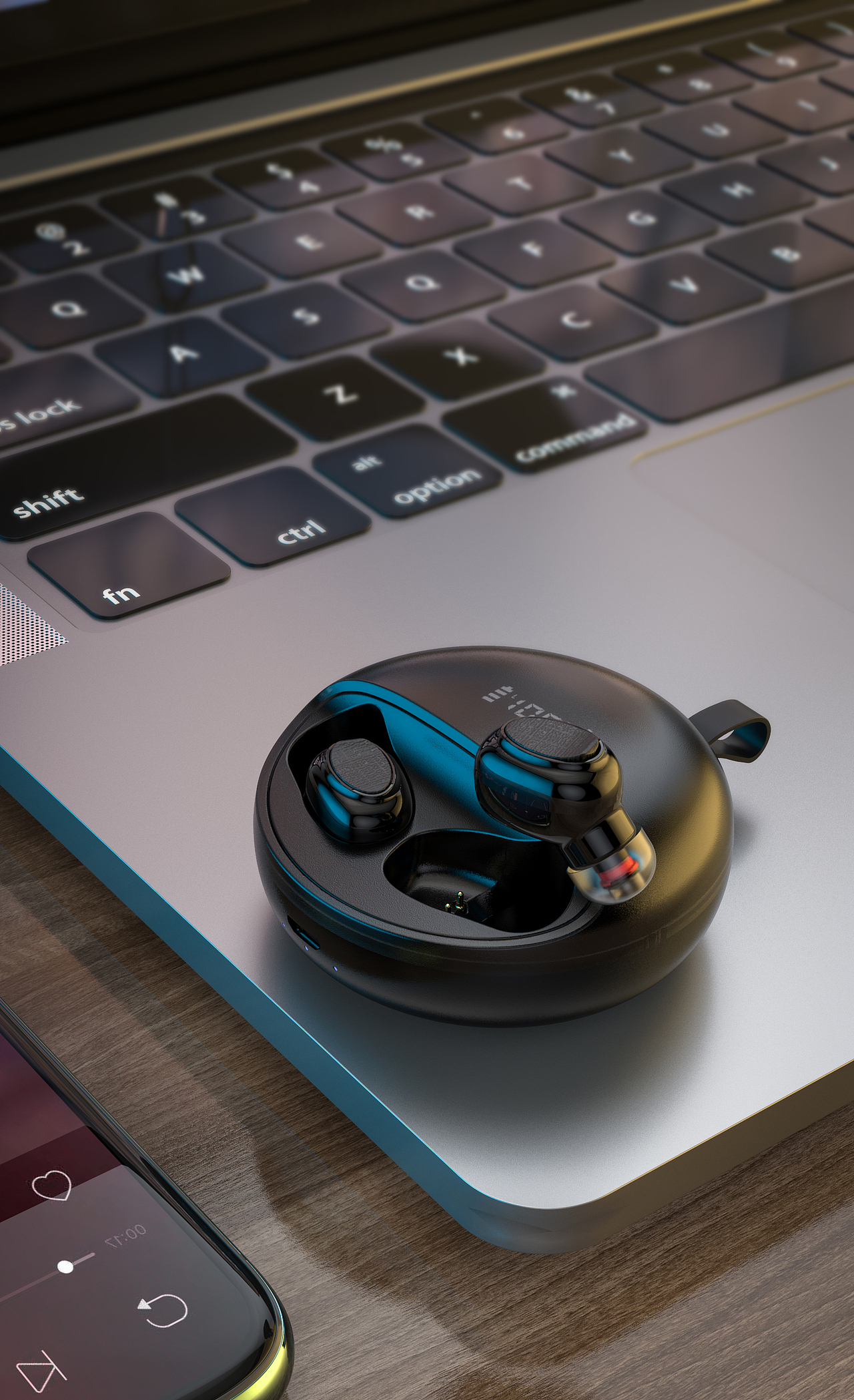 蓝牙耳机 防摔手机壳渲染