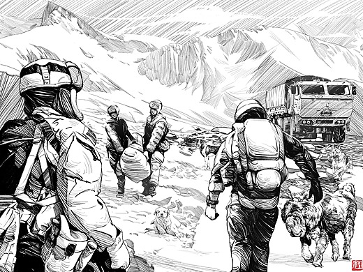 《雪山上的达娃》插画