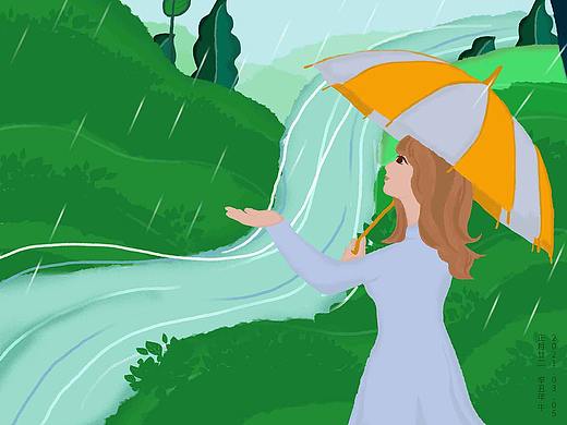 春雷响万物长，快来看看我的惊蛰节气插画设计吧
