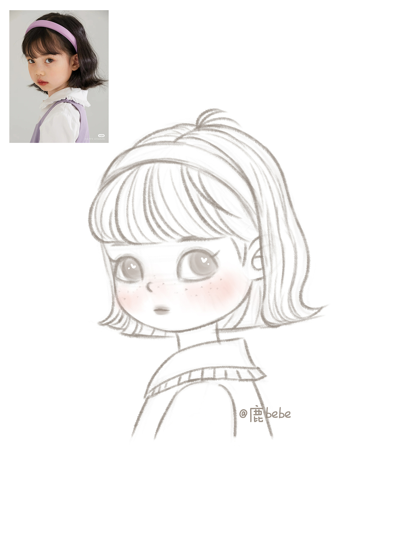 可爱女生头像 照片转插画 原创 练习