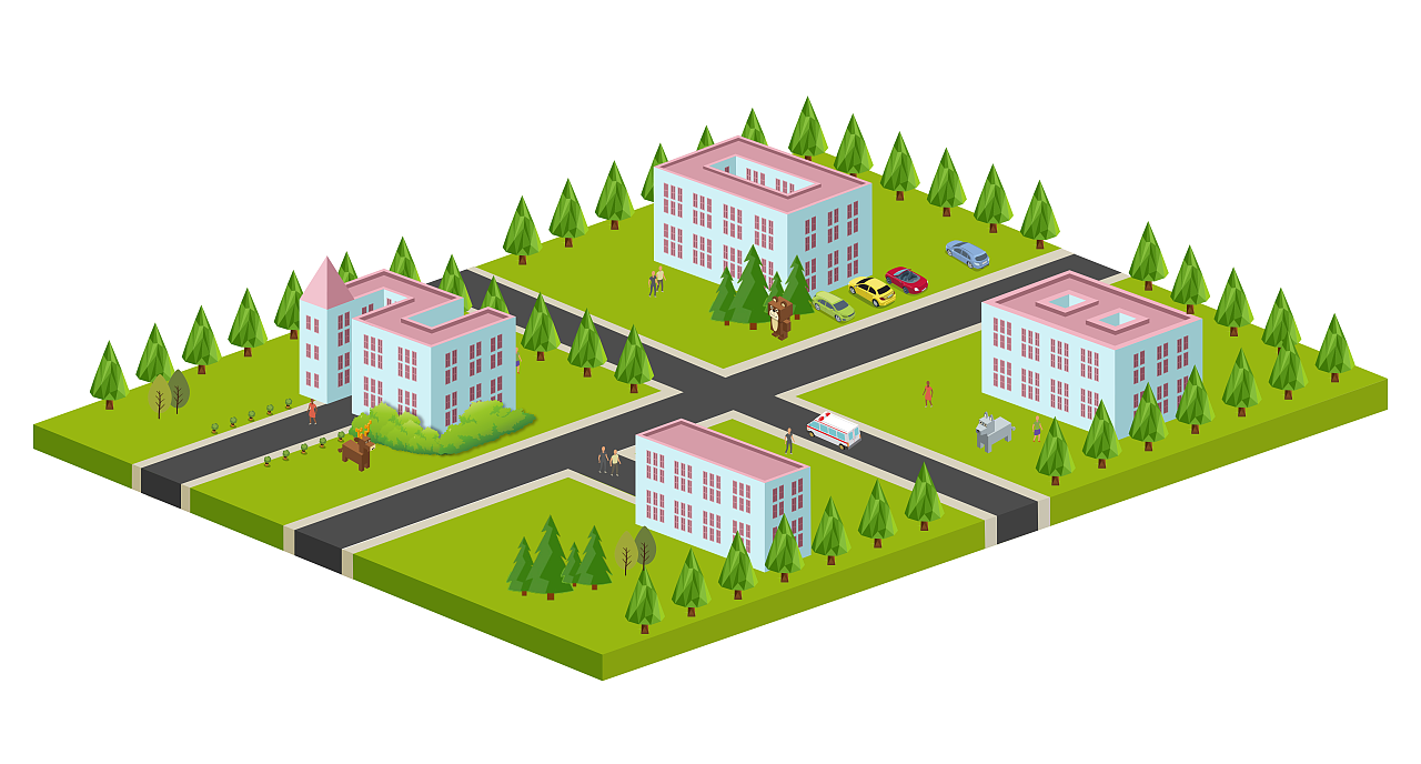 2018,立体卡通城市