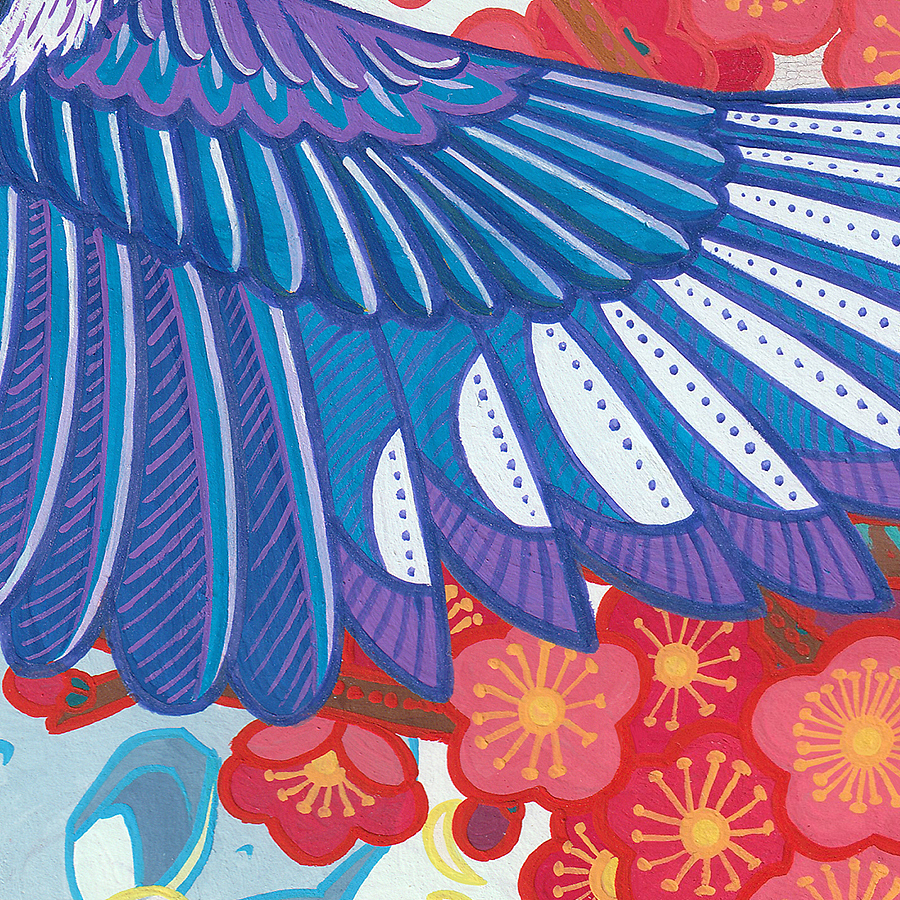 《报喜图》喜鹊水粉装饰画