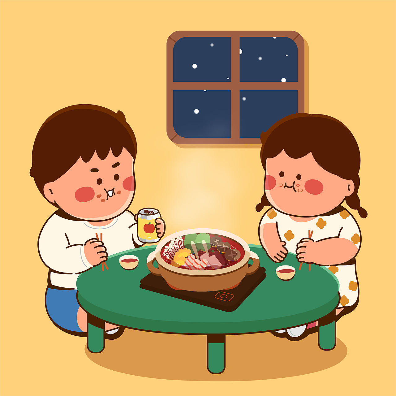 吃火锅（图ZMjg5NjAyNzMy） - 动画片 - 站酷设计师祁小柒原创素材 - 站酷ZCOOL