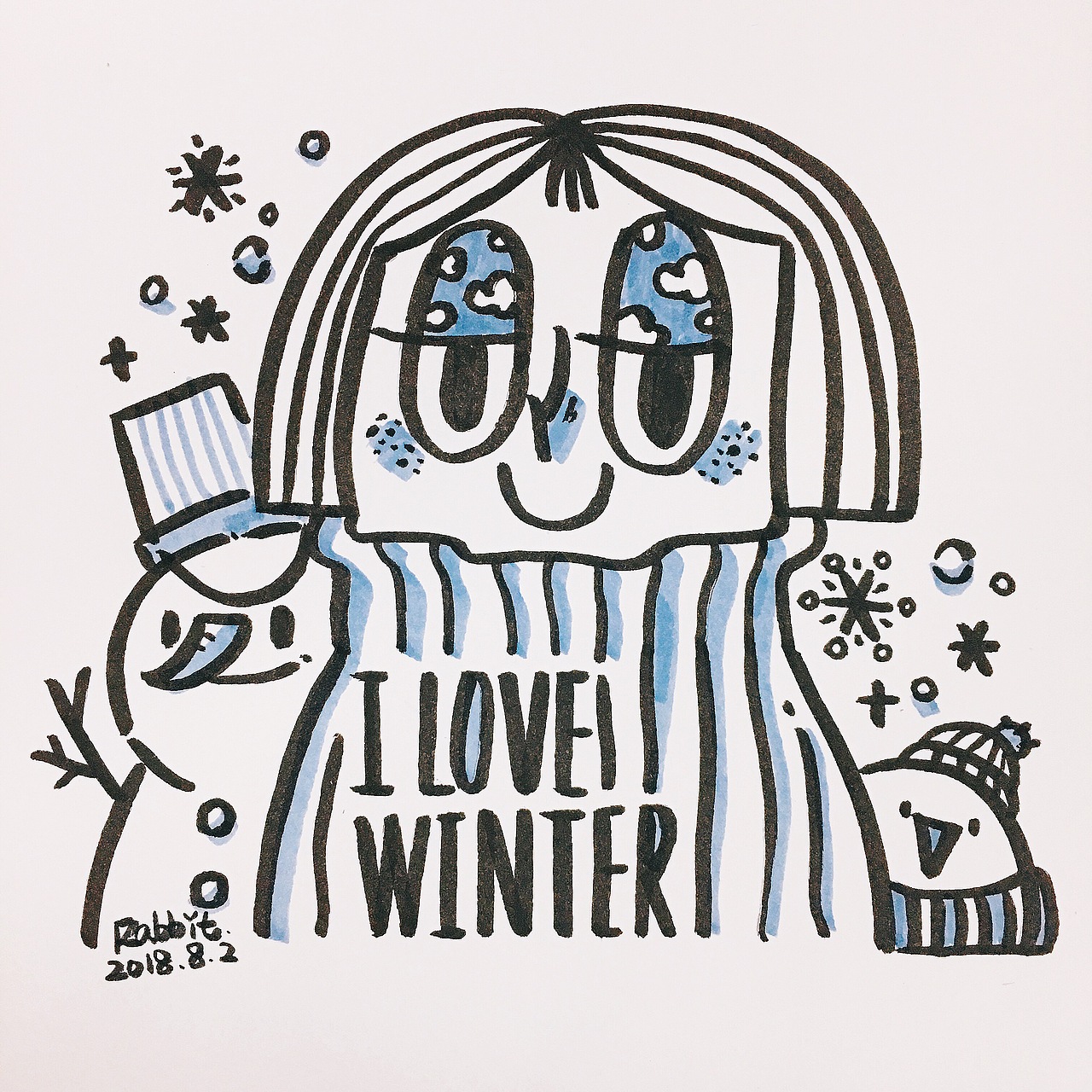 七夕快乐 日常涂鸦 比心