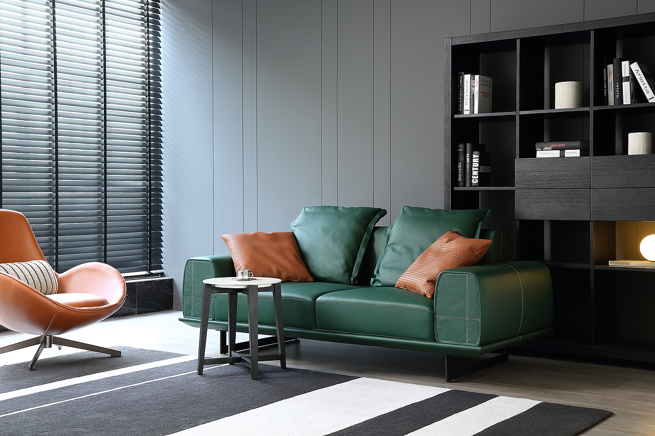 绿色皮沙发（图ZMjQxNzM4OTc2） - 生活用品 - 站酷设计师黑白灰主旋律原创素材 - 站酷ZCOOL