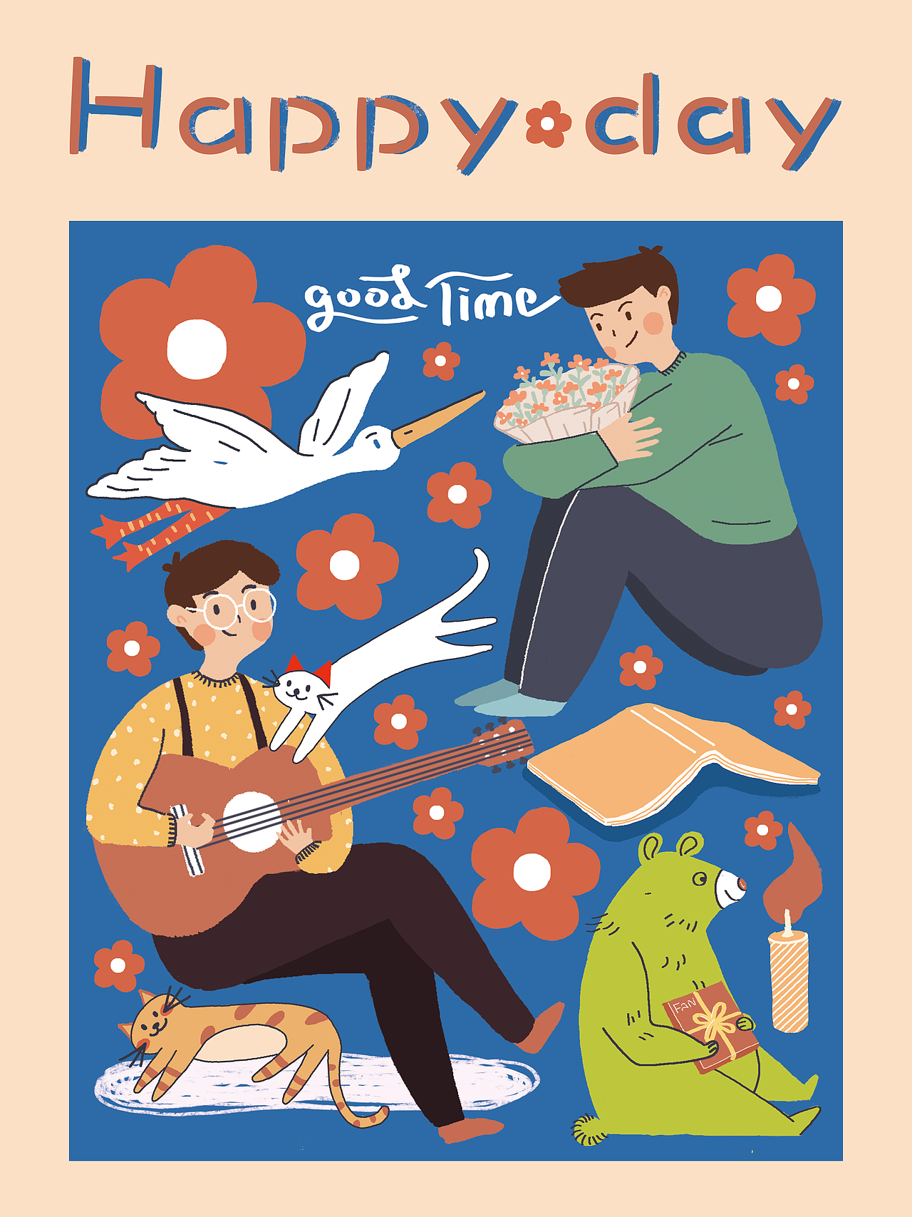 Happy day（图ZMTM3NjA5NjQw） - 新锐潮流插画 - 站酷设计师CoCo插画原创素材 - 站酷ZCOOL