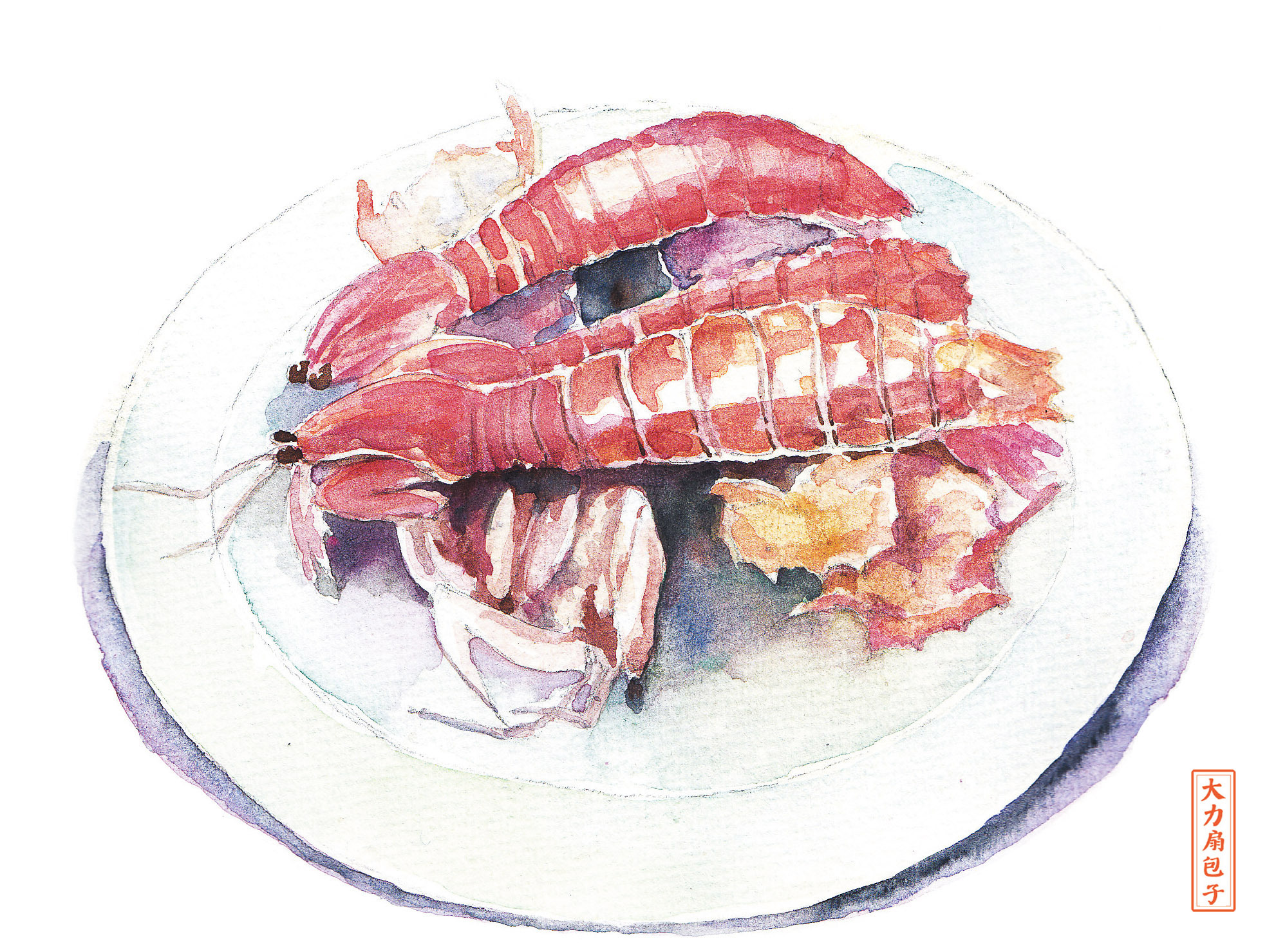 【原创水彩】无鲜勿落饭插画|台州美食