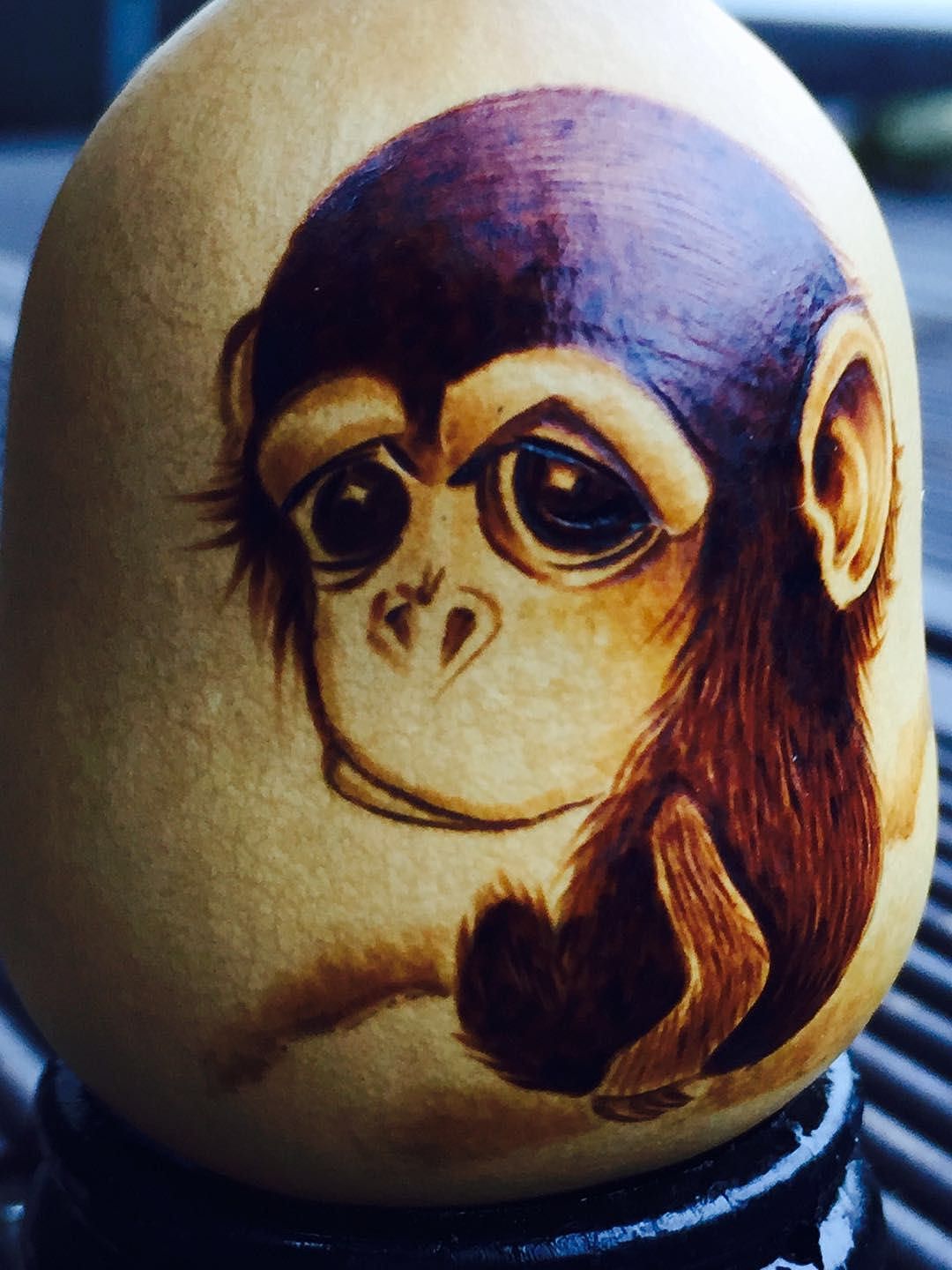 葫芦烙画生肖猴