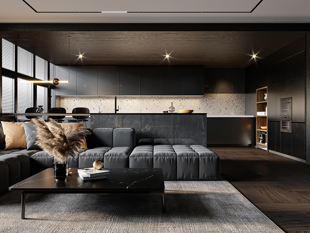 高级黑+大理石，质感满满的82平公寓 - 设计之家
