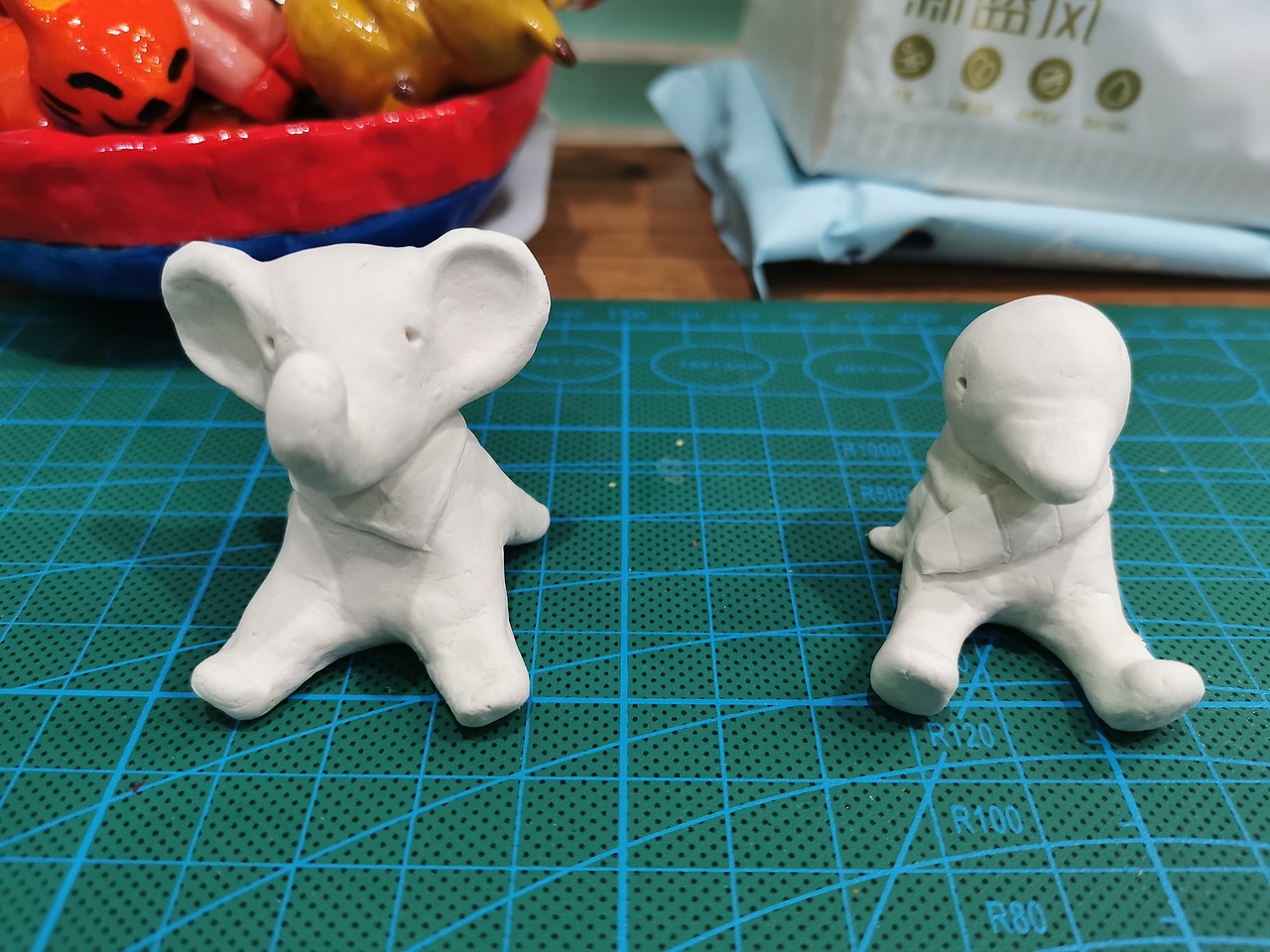 石塑粘土/手工动物/长颈鹿/大象/企鹅