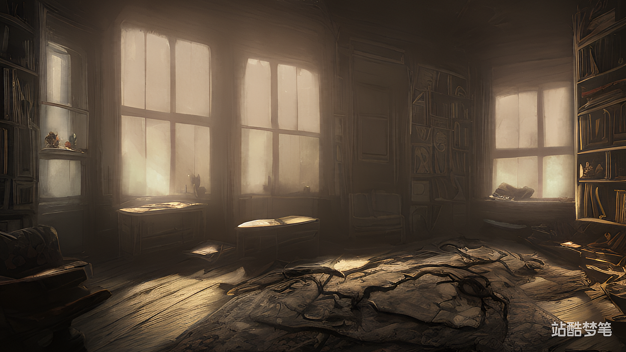 #站酷梦笔#阴暗的室内（图ZMzI3ODg3NzY0） - AI作品 - 站酷设计师我不会抽象原创素材 - 站酷ZCOOL