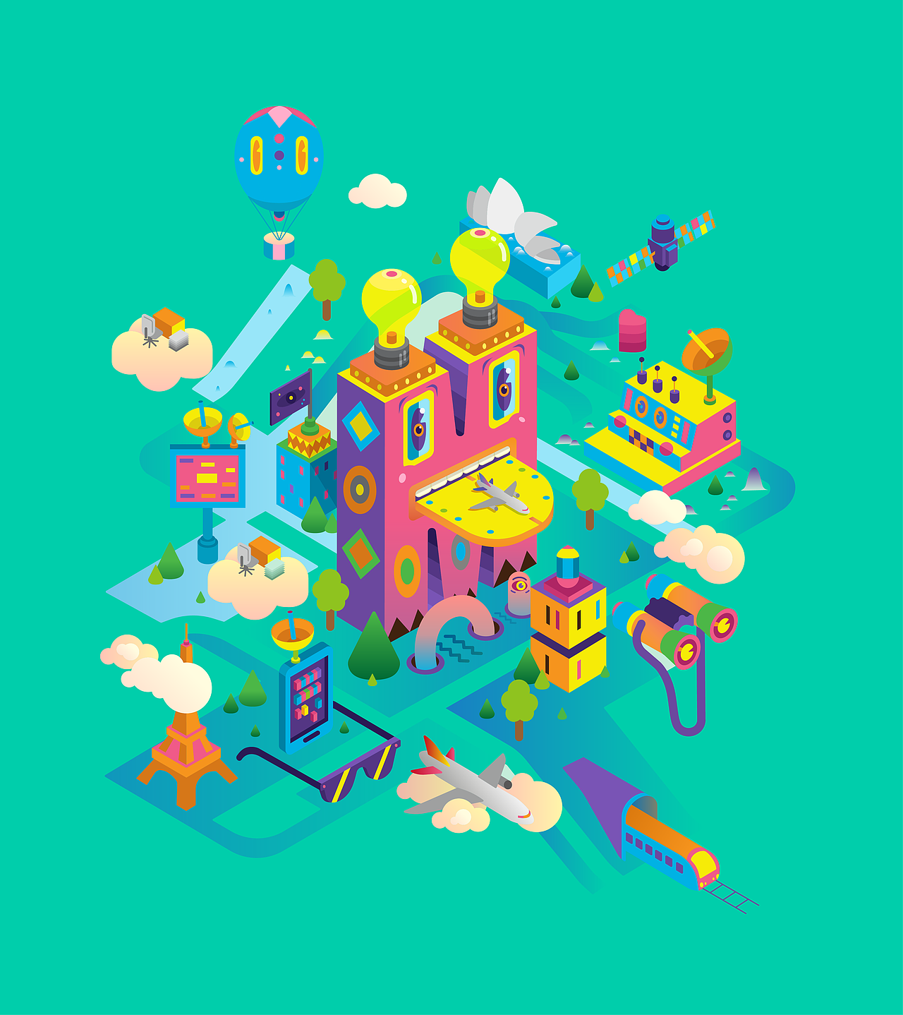 信息城市（图ZMTA2ODY1NzUy） - 商业插画 - 站酷设计师葡萄葡萄李原创素材 - 站酷ZCOOL