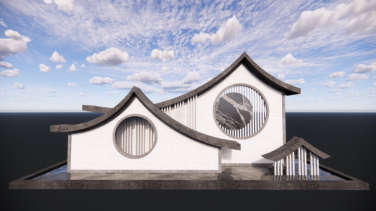 《日月同辉》-徽派文化景墙设计（图ZMjcxMTYxODA0） - 建筑/空间 - 站酷设计师一抹甜幂的笑原创素材 - 站酷ZCOOL