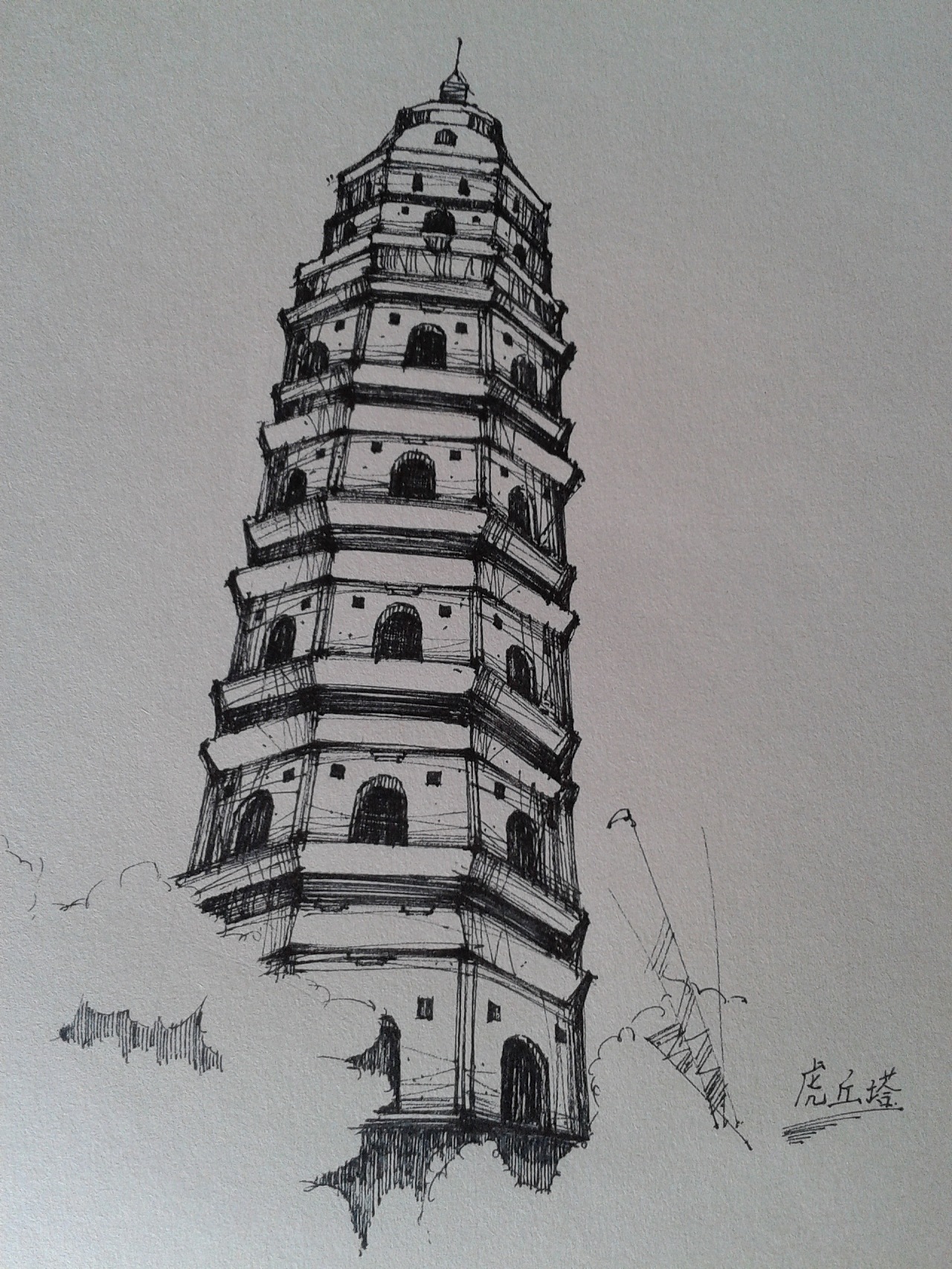 苏州标志性建筑绘画图片