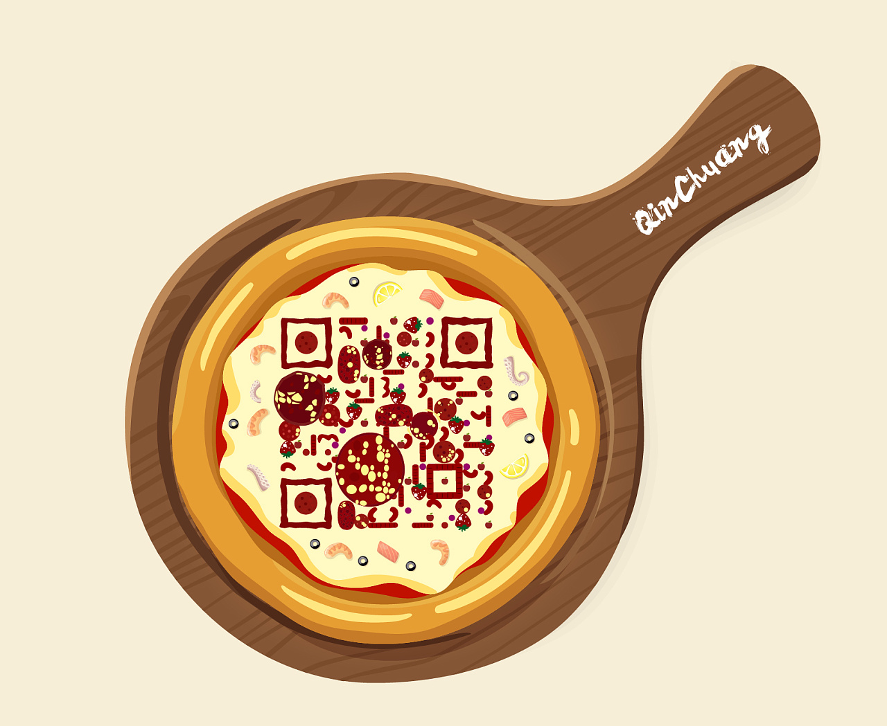 吃了这个披萨二维码|平面|图案|西早映画 - 原创作品 - 站酷 (zcool)