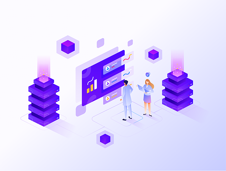 2.5D智能数据区块链比特币科技专题页插画海报设计素材（图ZMTgwNDA4MjM2） - 艺术插画 - 站酷设计师立体插画爱好者原创素材 - 站酷ZCOOL