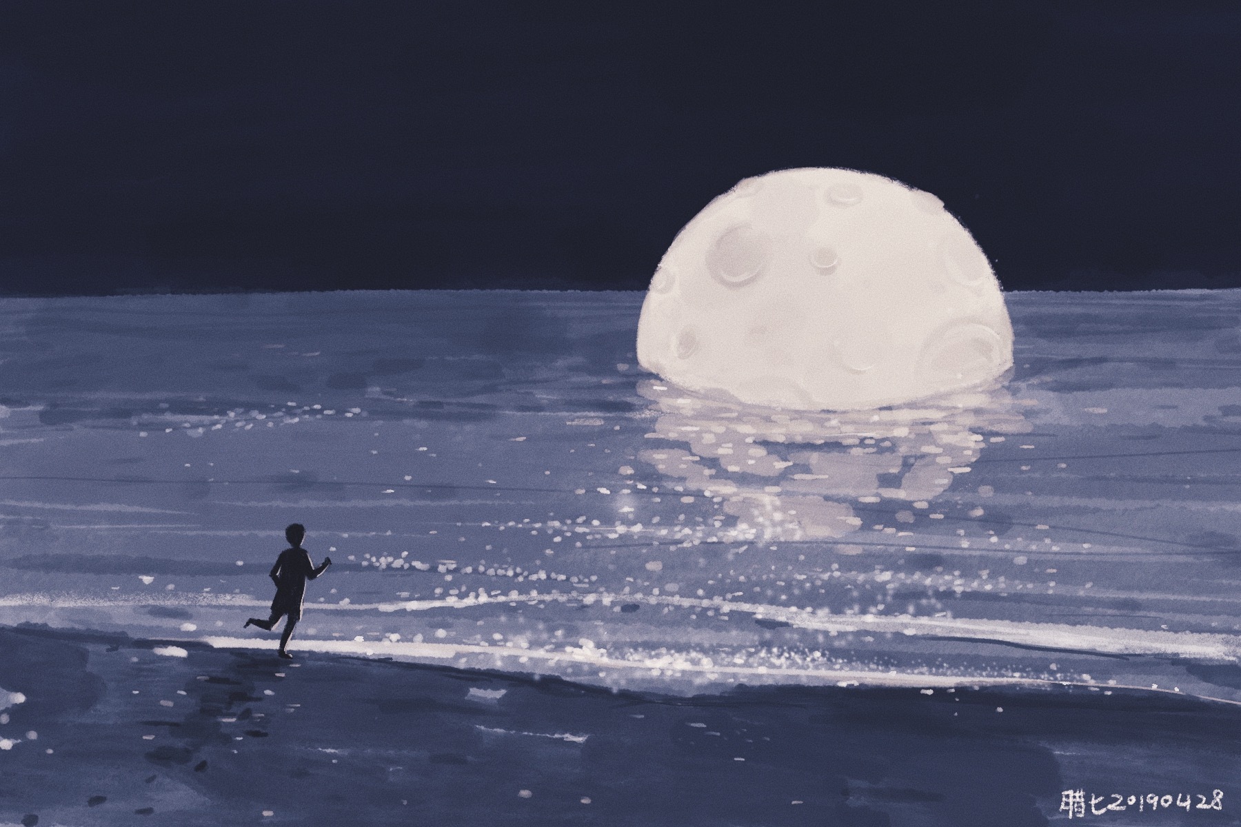 水中月亮背景图片-水中月亮背景素材图片-千库网