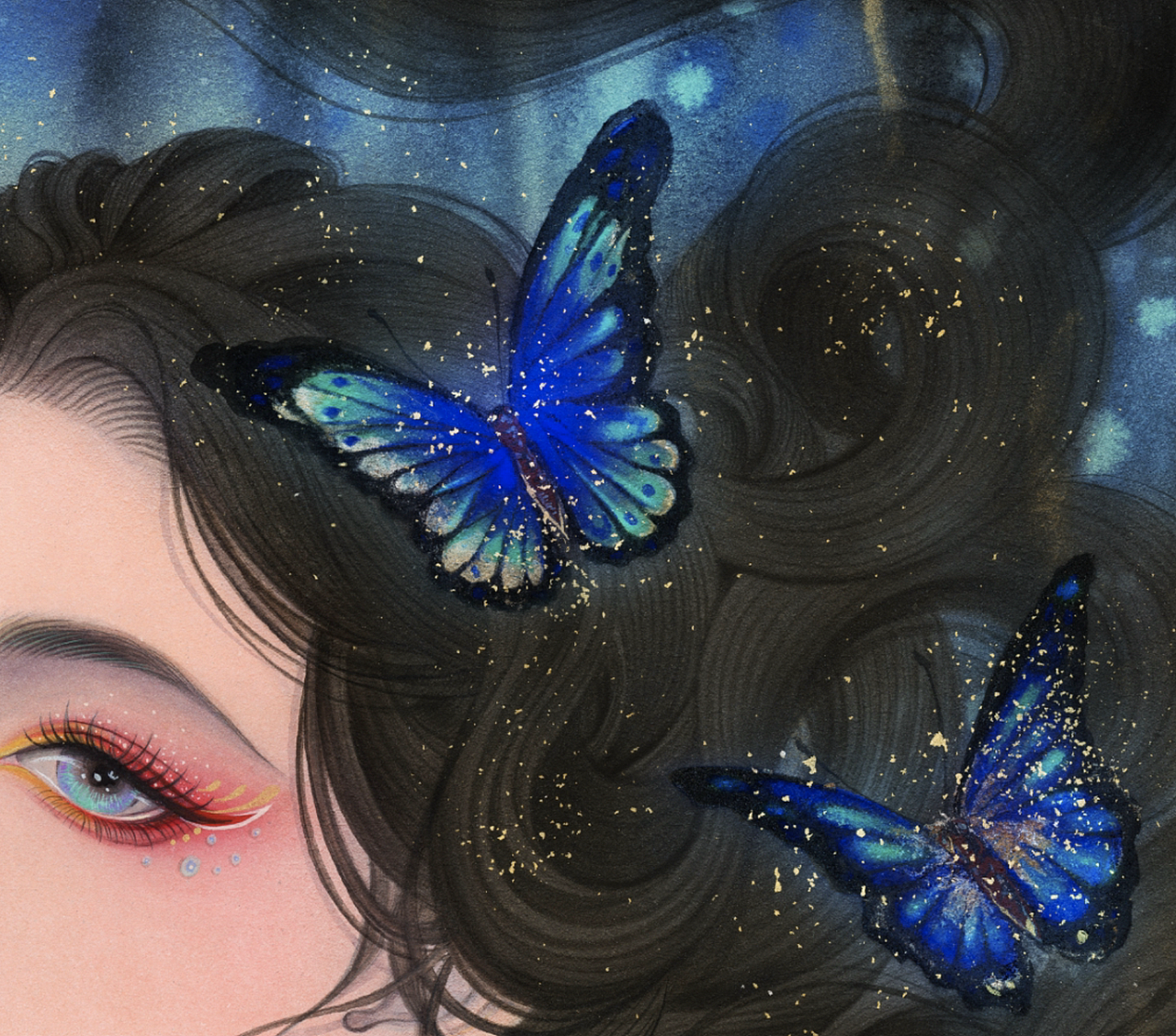 白树原创手绘中国古代神话系列之南海蝴蝶